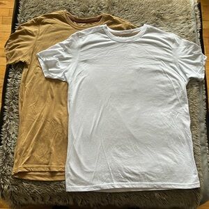 ESSENTIALS T-shirts (2pkg): white and tan. Size medium.   EUC.